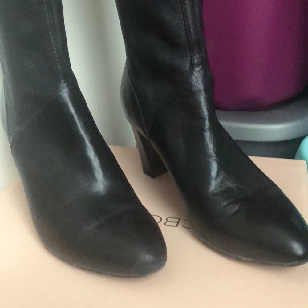 Cole Hahn leather stretch high heel bootie